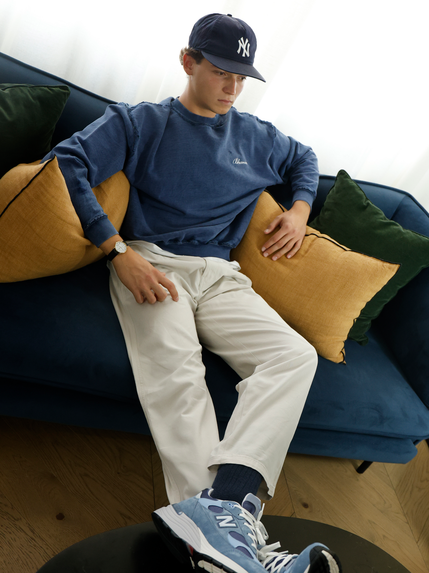 "THE FACTORY" NAVY BLUE CREWNECK