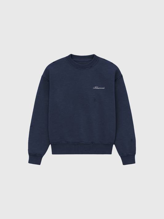 "THE FACTORY" NAVY BLUE CREWNECK