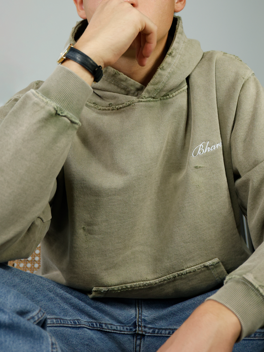 "THE FACTORY" VINTAGE OLIVE GREEN HOODIE