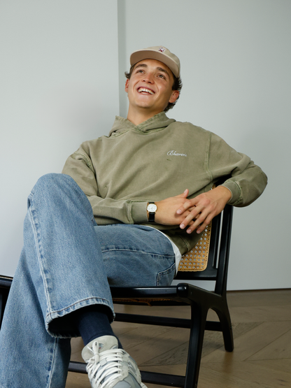 "THE FACTORY" VINTAGE OLIVE GREEN HOODIE